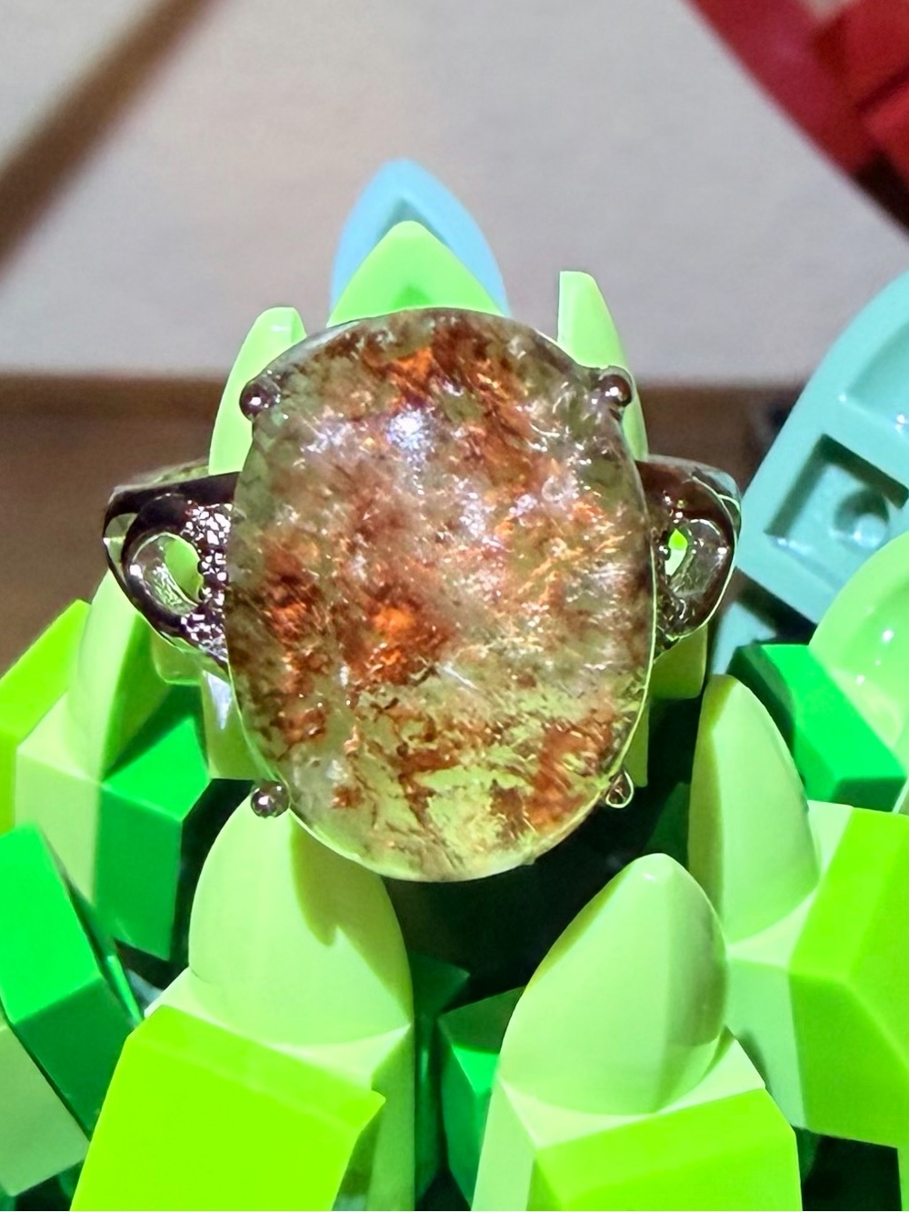 Lodalite (Garden Quartz) Ring - White Bronze